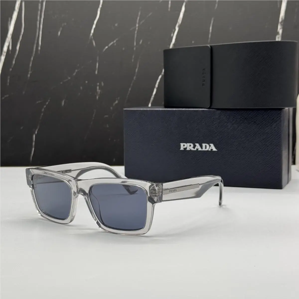 Prada PR25ZS U430A9 Sunglasses PR 25ZS U430A9 Square Gray/blue Men Spr 25Z U
