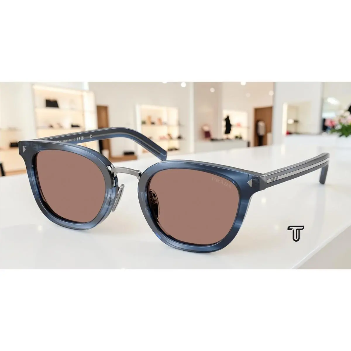 Prada PR C01SD 26F05D Blue Havana Brown 52 mm Men`s Sunglasses