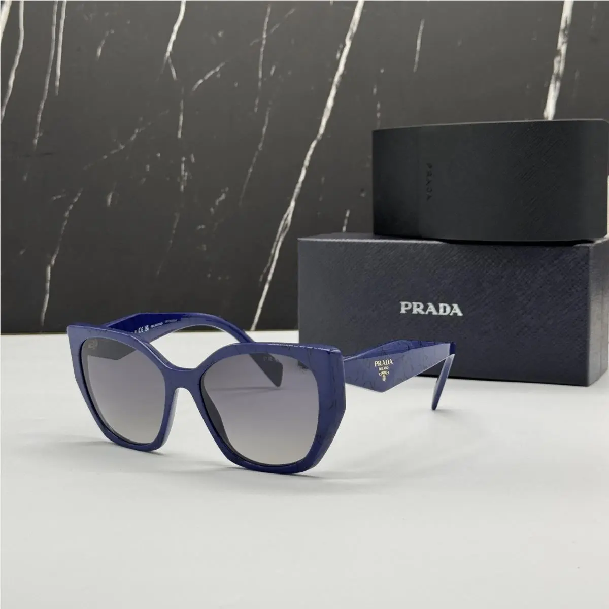 Prada PR19ZS 18D5W1 Sunglasses PR 19ZS 18D5W1 Blue Women Oversized Spr 19Z 1