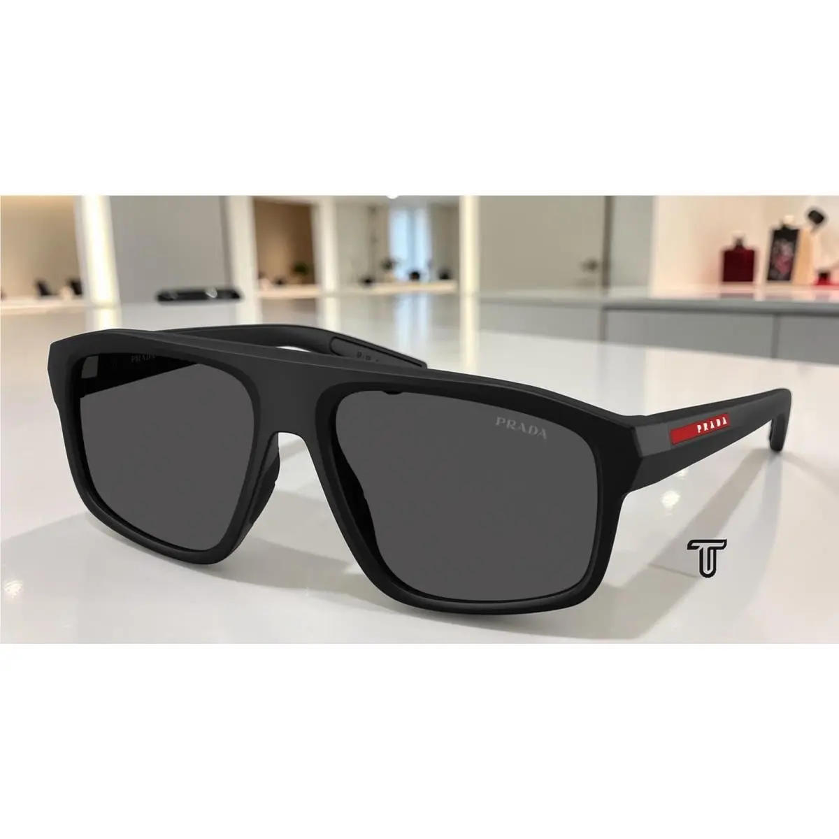Prada Linea Rossa PS B02SF 1BO06F Matte Black Dark Grey 59 mm Men`s Sunglasses