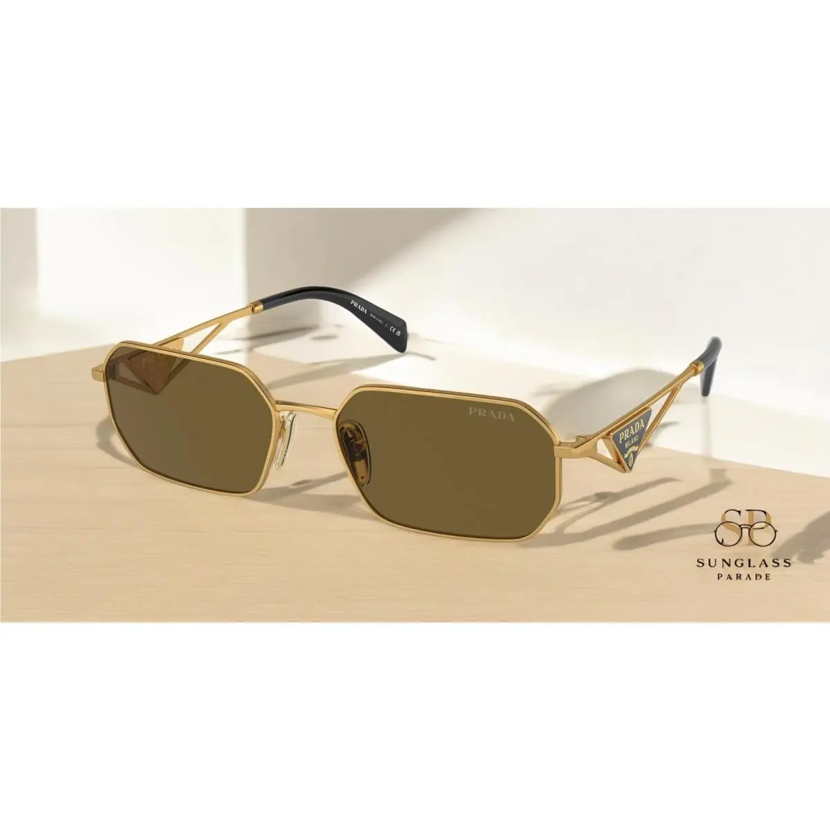 Prada PR A51S 15N01T Matte Gold Dark Brown 58 mm Women`s Sunglasses