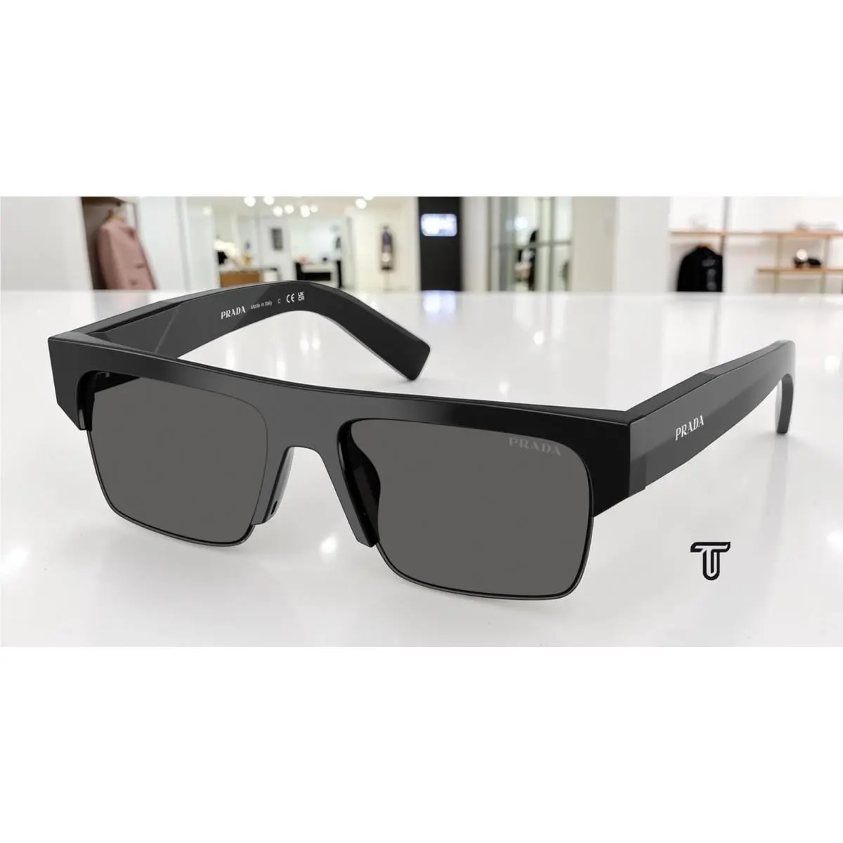 Prada PR D12SU 16K20Z Black Ardesia Antiriflesso 55 mm Men`s Sunglasses