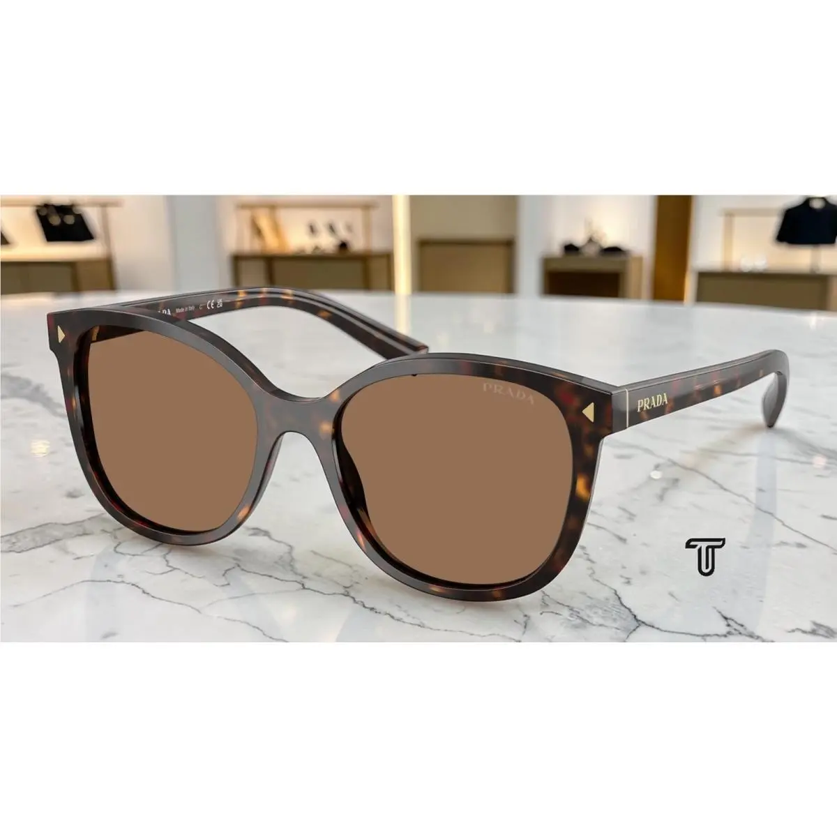 Prada PR 22ZSF 17N06B Root Tortoise Dark Brown 55 mm Women`s Sunglasses
