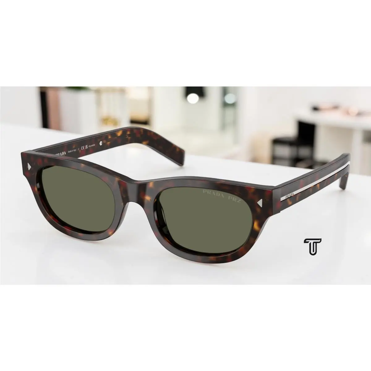 Prada PR C09S 17N03R Havana Green Polarized Polarized 51 mm Men`s Sunglasses