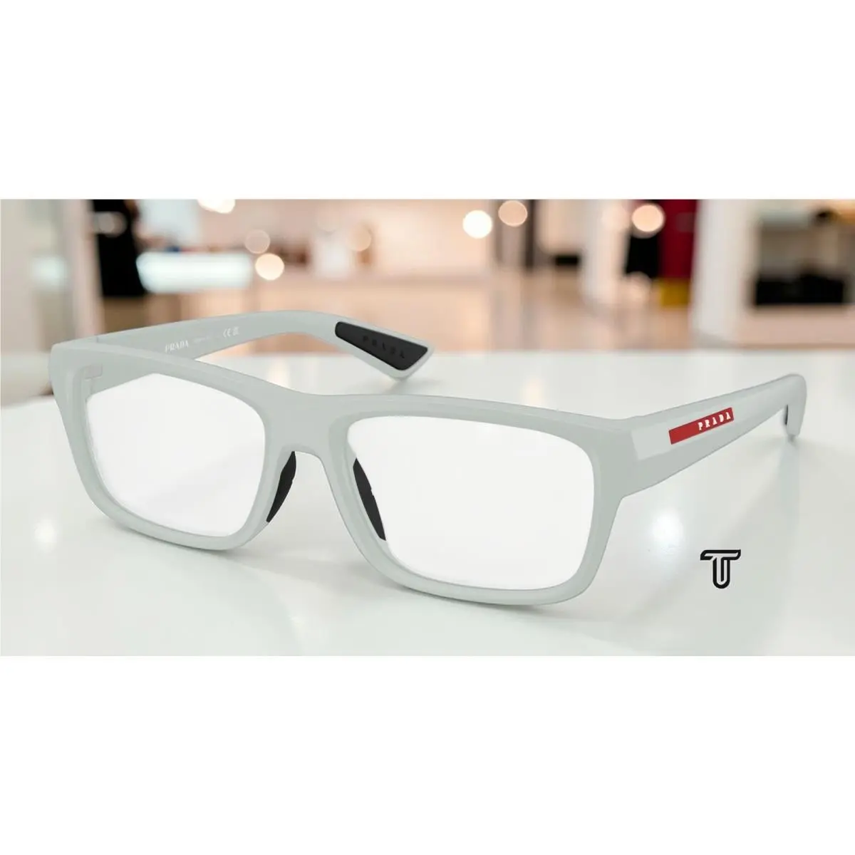 Prada Linea Rossa PS 02TVF 25H1O1 Clear Grey Demo Lens 56 mm Men`s Eyeglasses