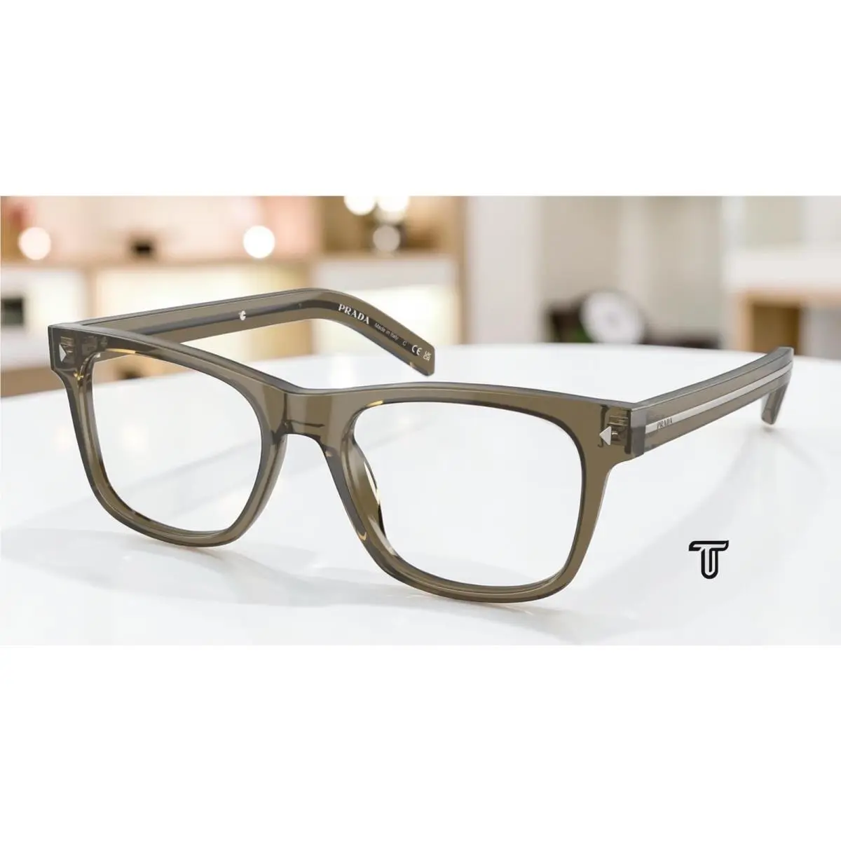 Prada PR A13V 18T1O1 Transparent Earth Demo Lens 54 mm Men`s Eyeglasses