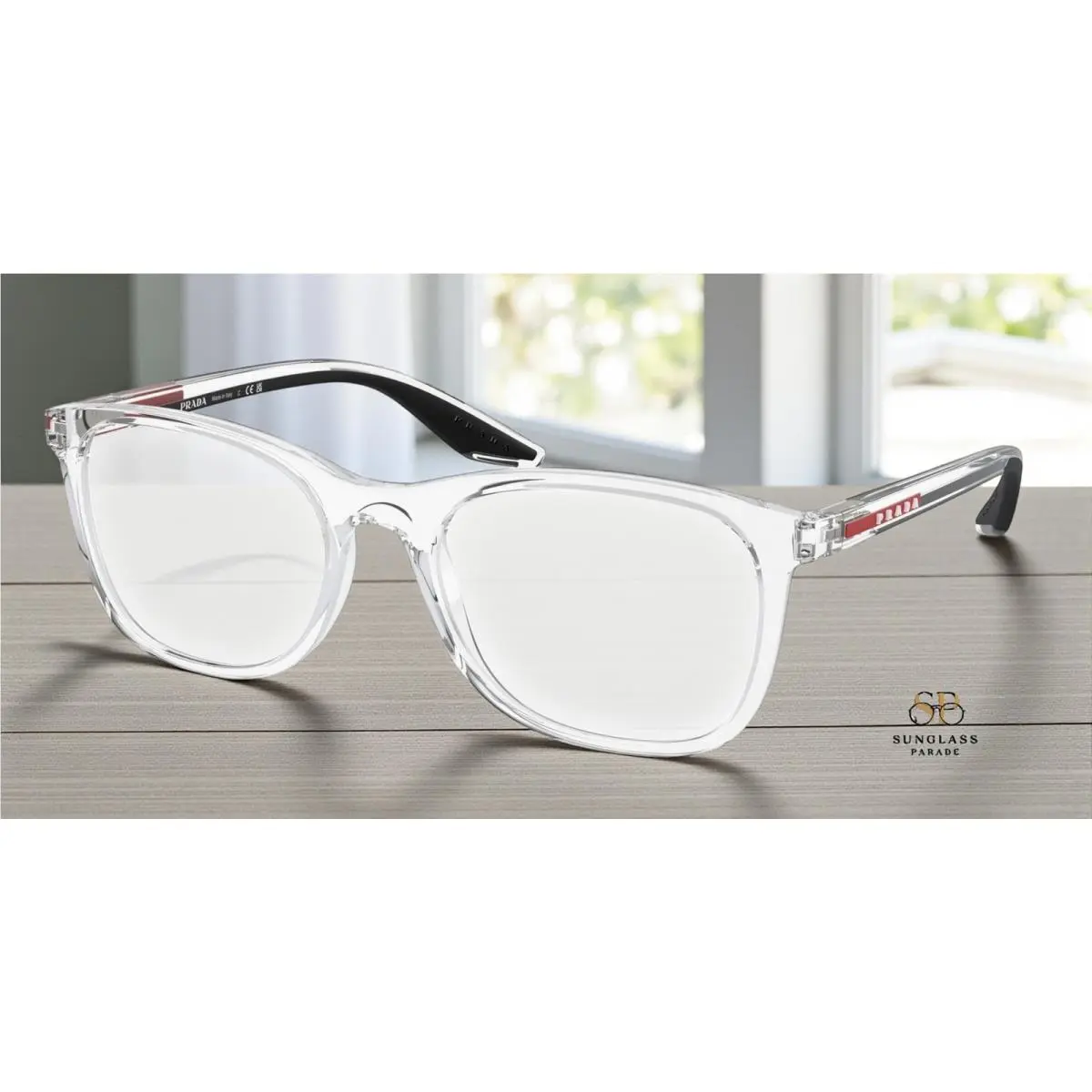 Prada Linea Rossa PS 05PV 2AZ1O1 Crystal Demo Lens 55 mm Men`s Eyeglasses
