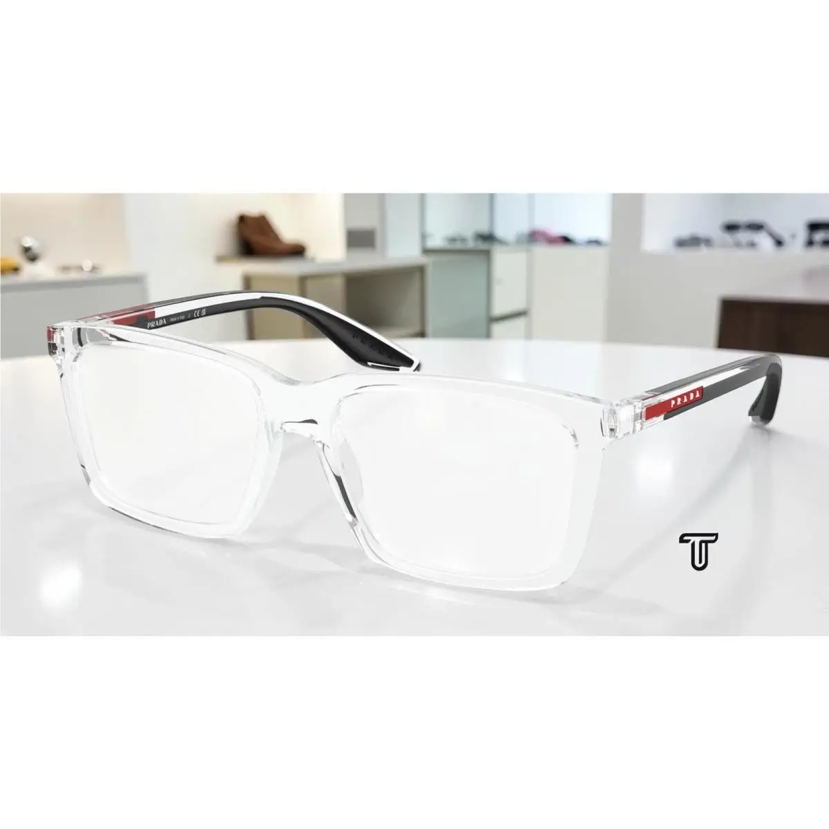Prada Linea Rossa PS 03SV 2AZ1O1 Crystal Demo Lens 53 mm Men`s Eyeglasses