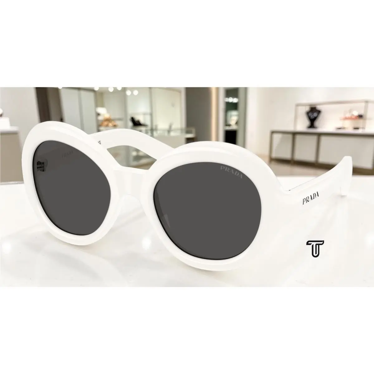 Prada PR D08SU 17K08Z Talc Dark Grey 53 mm Women`s Sunglasses