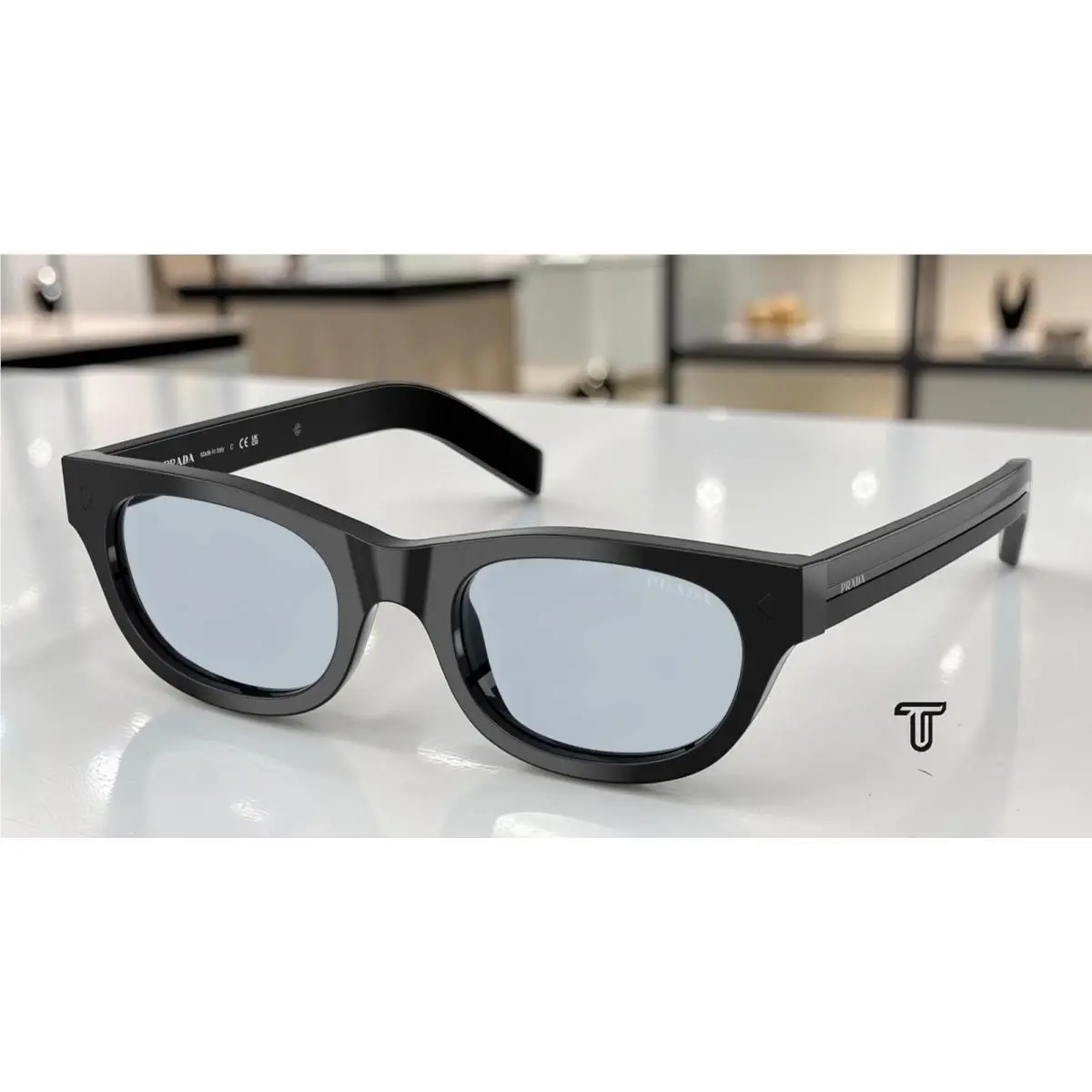 Prada PR C09S 16K30W Black Blue Grey 51 mm Men`s Sunglasses