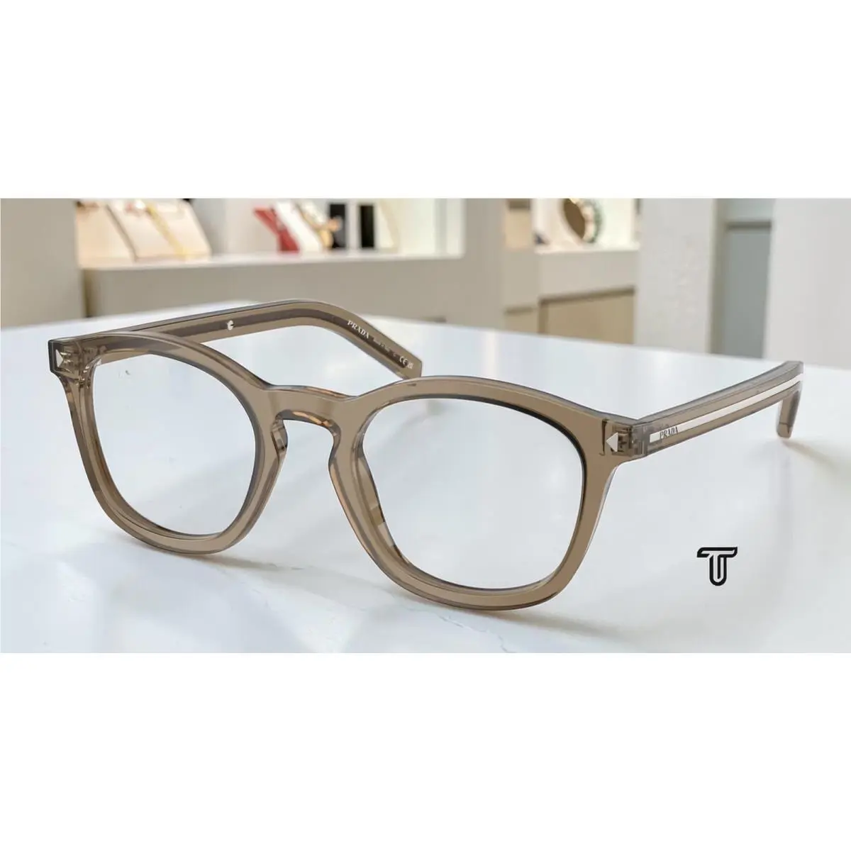 Prada PR C04V 18T1O1 Transparent Terra Demo Lens 51 mm Men`s Eyeglasses