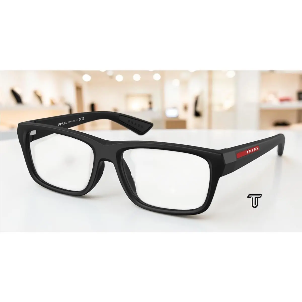 Prada Linea Rossa PS 02TVF 1BO1O1 Matte Black Demo Lens 56 mm Men`s Eyeglasses