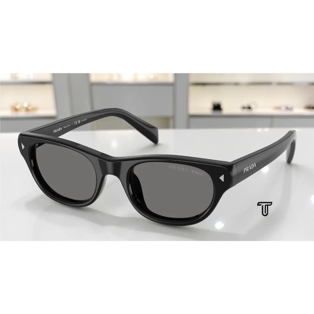 Prada PR C08S 16K90T Black Dark Grey Polarized 50 mm Women`s Sunglasses