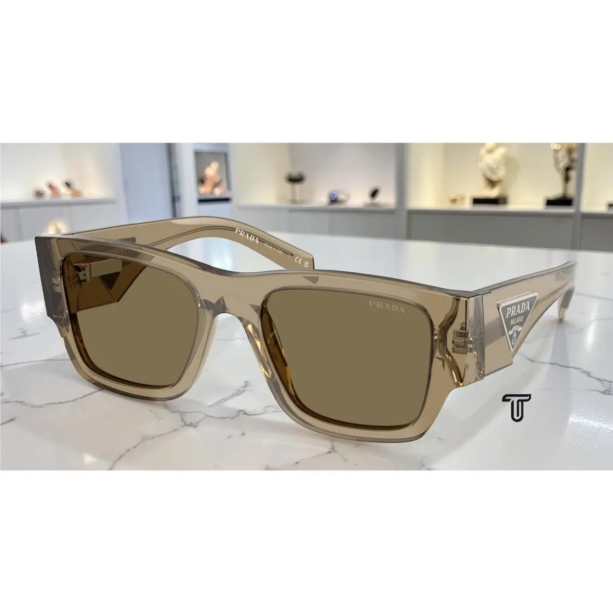 Prada PR 10ZSF 22H90F Bark Light Brown 55 mm Men`s Sunglasses