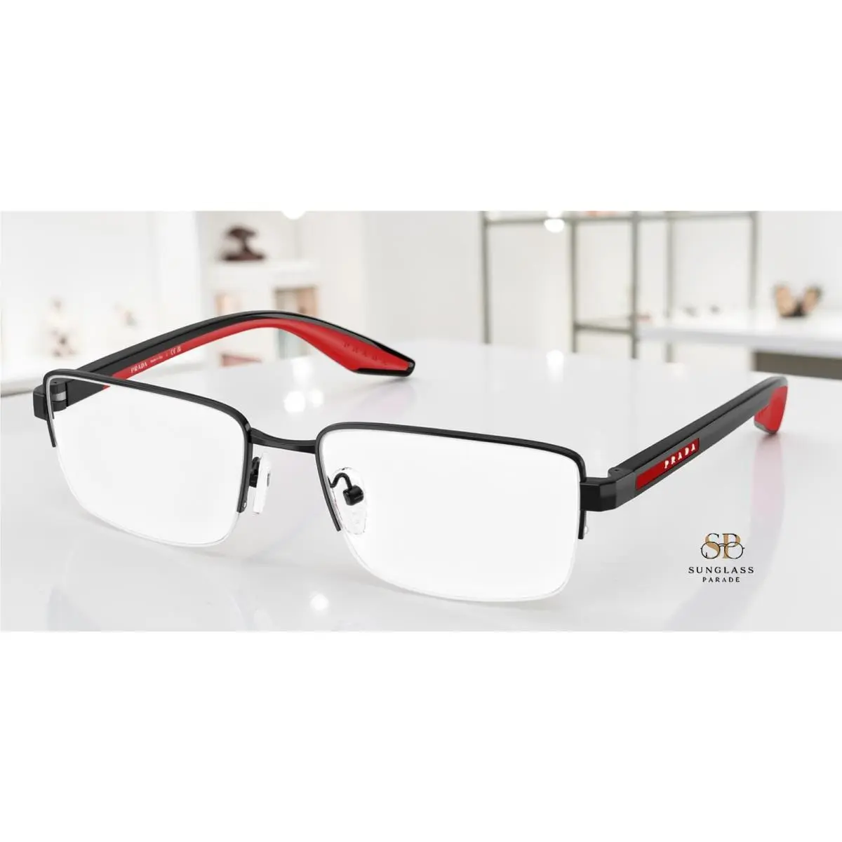 Prada Linea Rossa PS 51SV 1AB1O1 Black Demo Lens 56 mm Men`s Eyeglasses