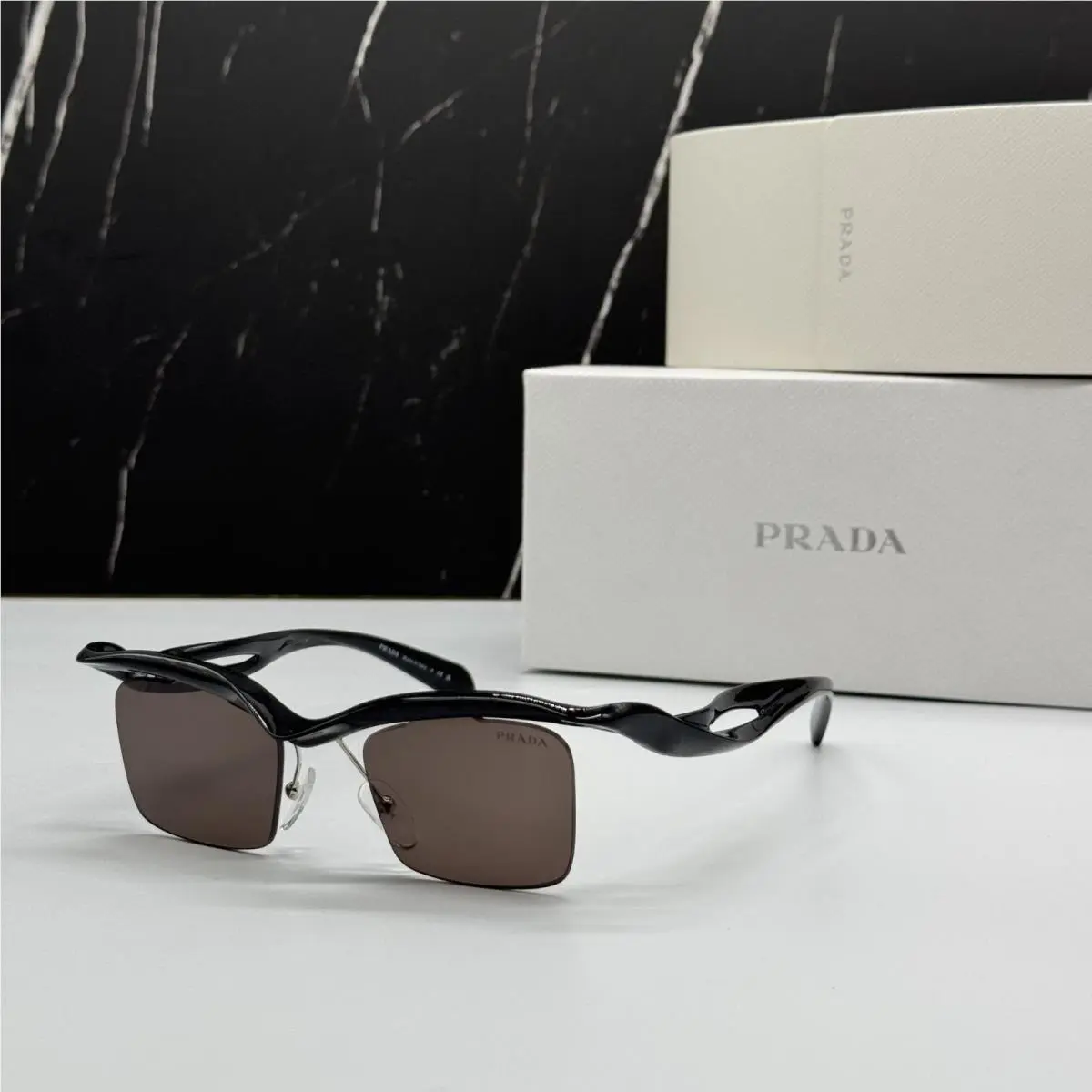 Prada PRA15S 1AB8C1 Sunglasses PR A15S 1AB8C1 Square Black Unisex Spr A15S