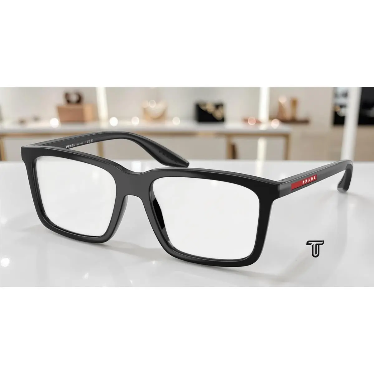 Prada Linea Rossa PS 03SV 1AB1O1 Black Demo Lens 55 mm Men`s Eyeglasses