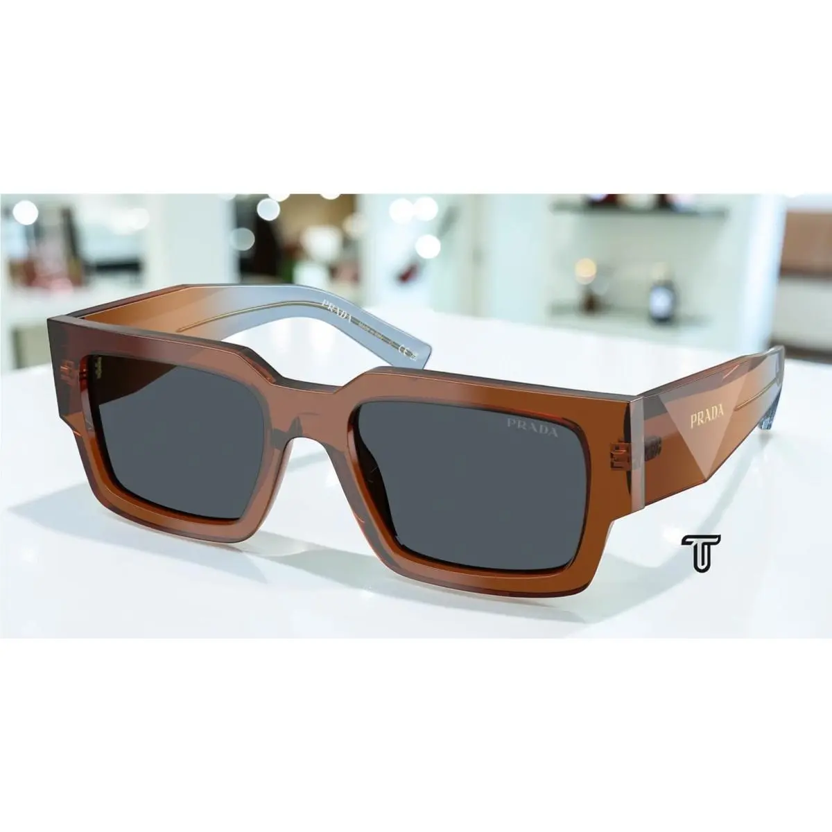 Prada PR B17S 25F70B Chocolate Dark Grey 54 mm Men`s Sunglasses