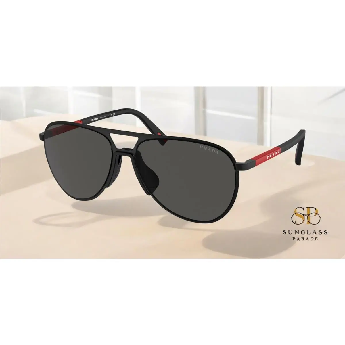 Prada Linea Rossa PS 53ZS 1BO06F Matte Black Dark Grey 59 mm Men`s Sunglasses