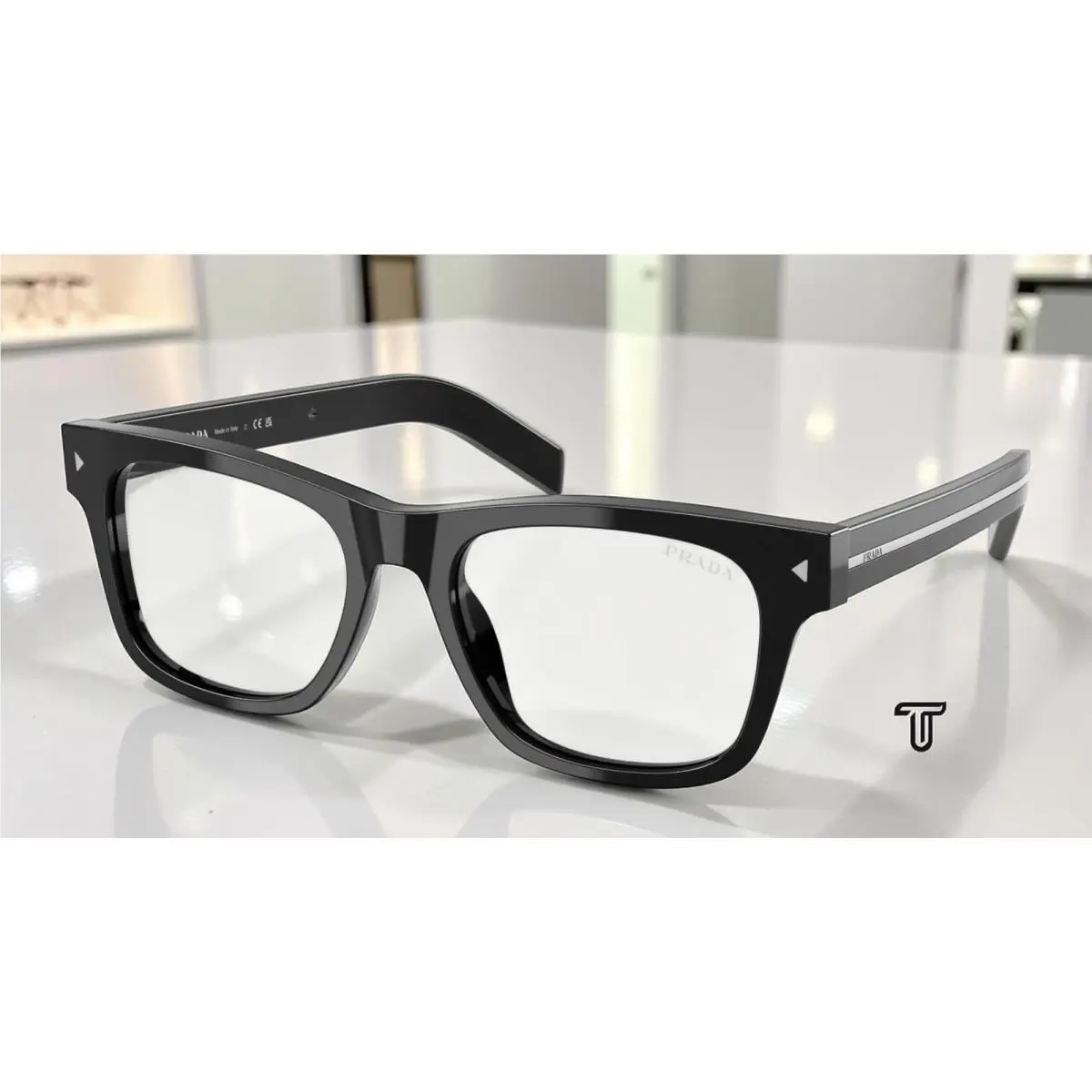 Prada PR A17S 16K60K Black Clear Blue Violet Light Filter 54 mm Men`s Sunglasses