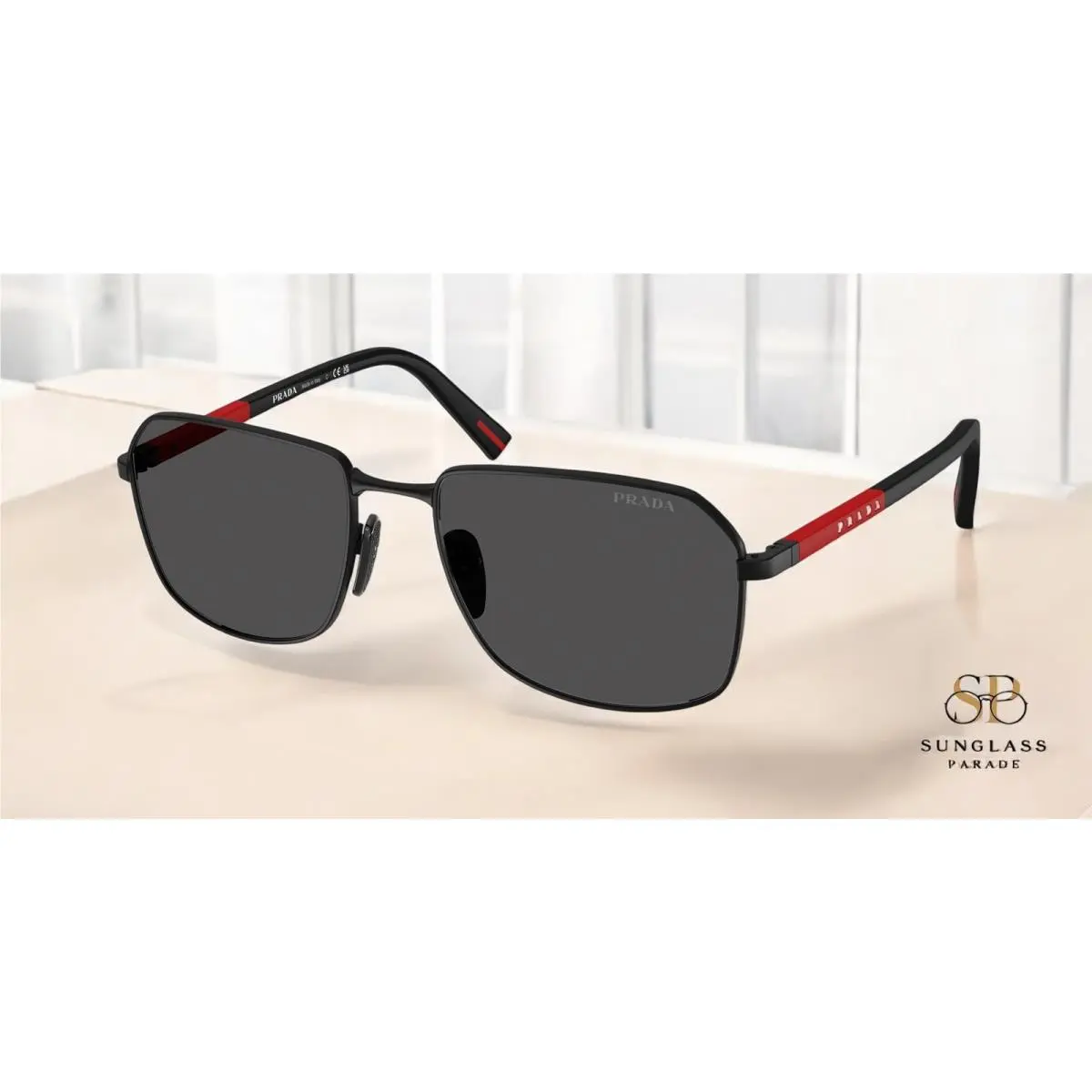 Prada Linea Rossa PS A51S 1BO06F Matte Black Dark Grey 57 mm Men`s Sunglasses
