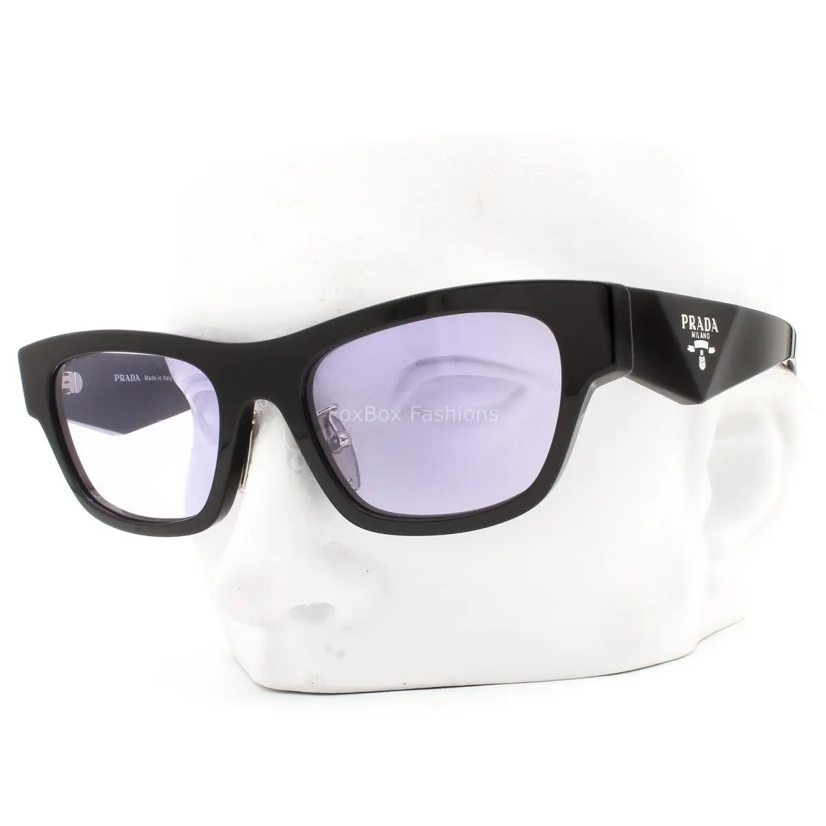 Prada Sunglasses Polished Black Light Purple Tinted Spr B09-F 16K-40J with Case
