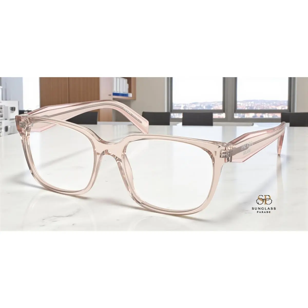 Prada PR 17ZVF 15J1O1 Crystal Pink Demo Lens 55 mm Women`s Eyeglasses