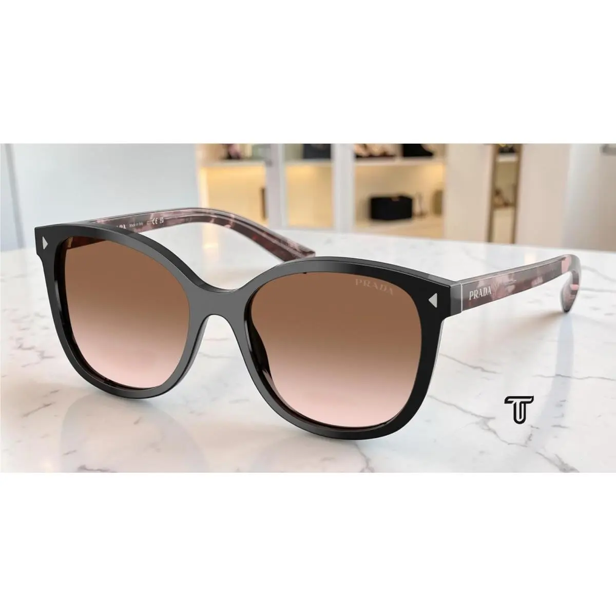 Prada PR 22ZSF 28F90P Black Brown Gradient 55 mm Women`s Sunglasses