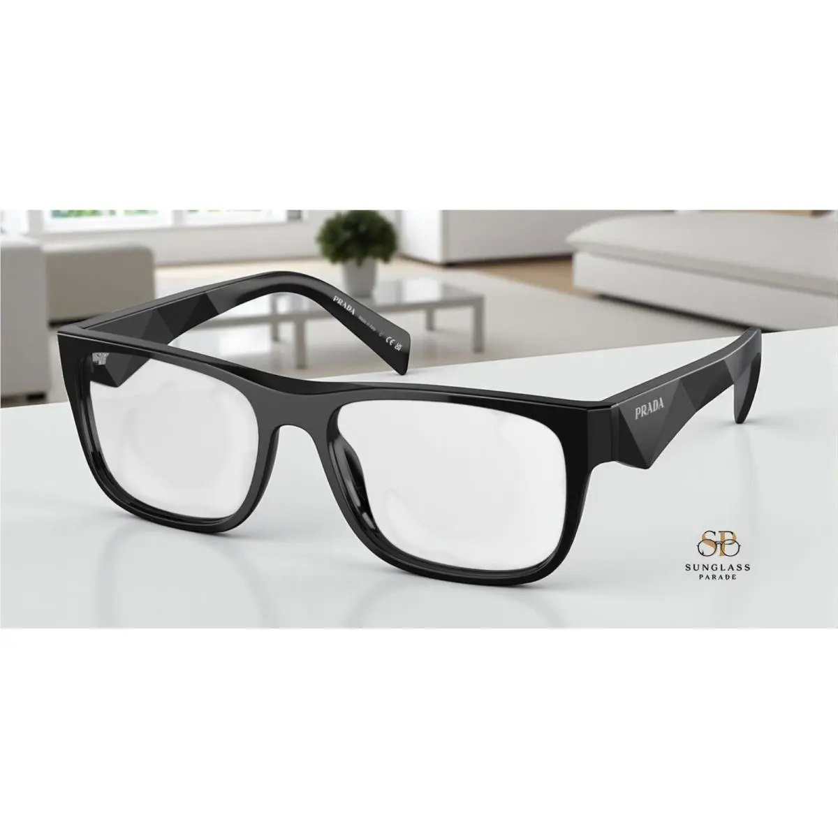 Prada PR 22ZV 16K1O1 Black Demo Lens 55 mm Men`s Eyeglasses