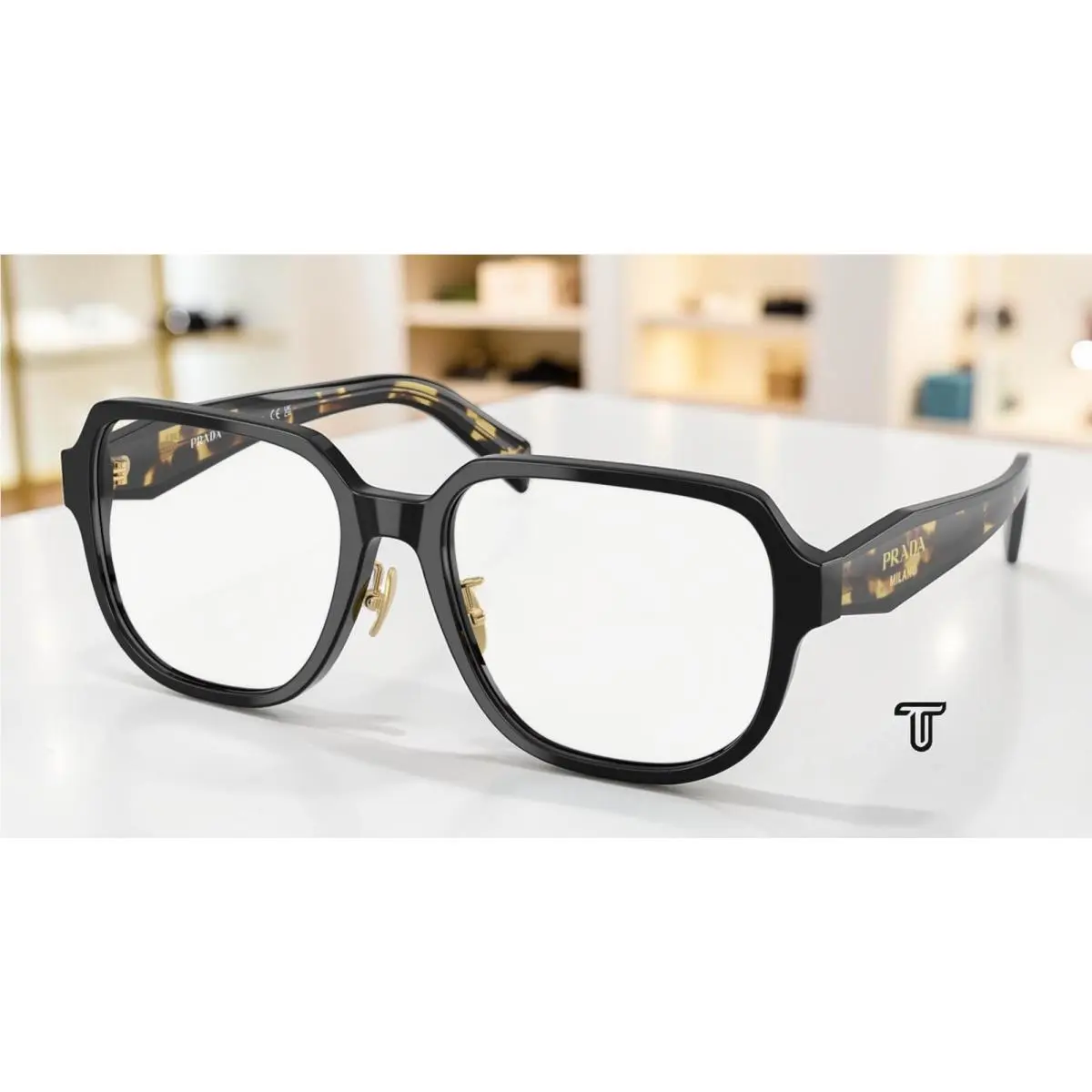 Prada PR B07VD 3891O1 Black Medium Tortoise Demo Lens 56 mm Women`s Eyeglasses