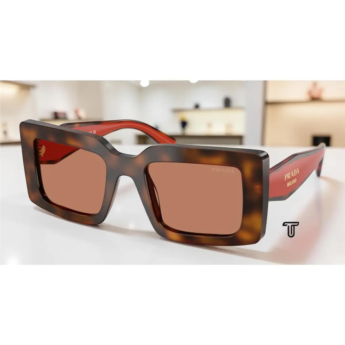 Prada PR D01S 01K90Q Juniper Tortoise Cotto Brown 52 mm Women`s Sunglasses