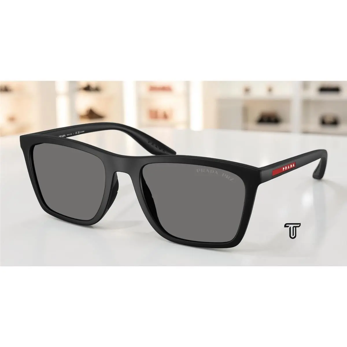 Prada PS B08SF 1BO02G Matte Black Dark Grey Polarized 56 mm Men`s Sunglasses