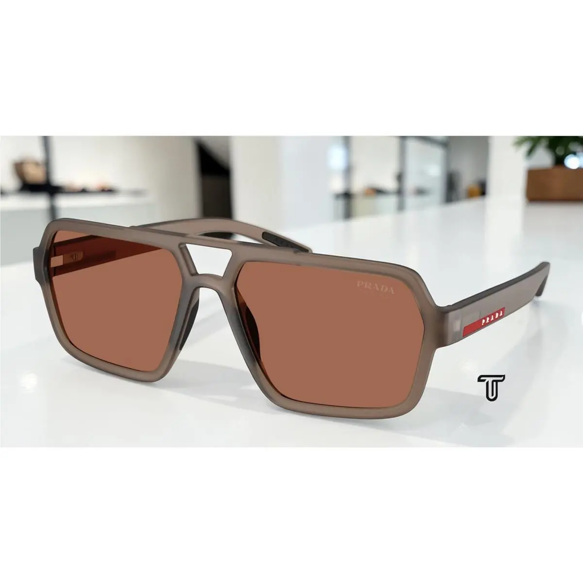 Prada Linea Rossa PS A06SF 29F50A Transparent Brown Tuning 59mm Men`s Sunglasses