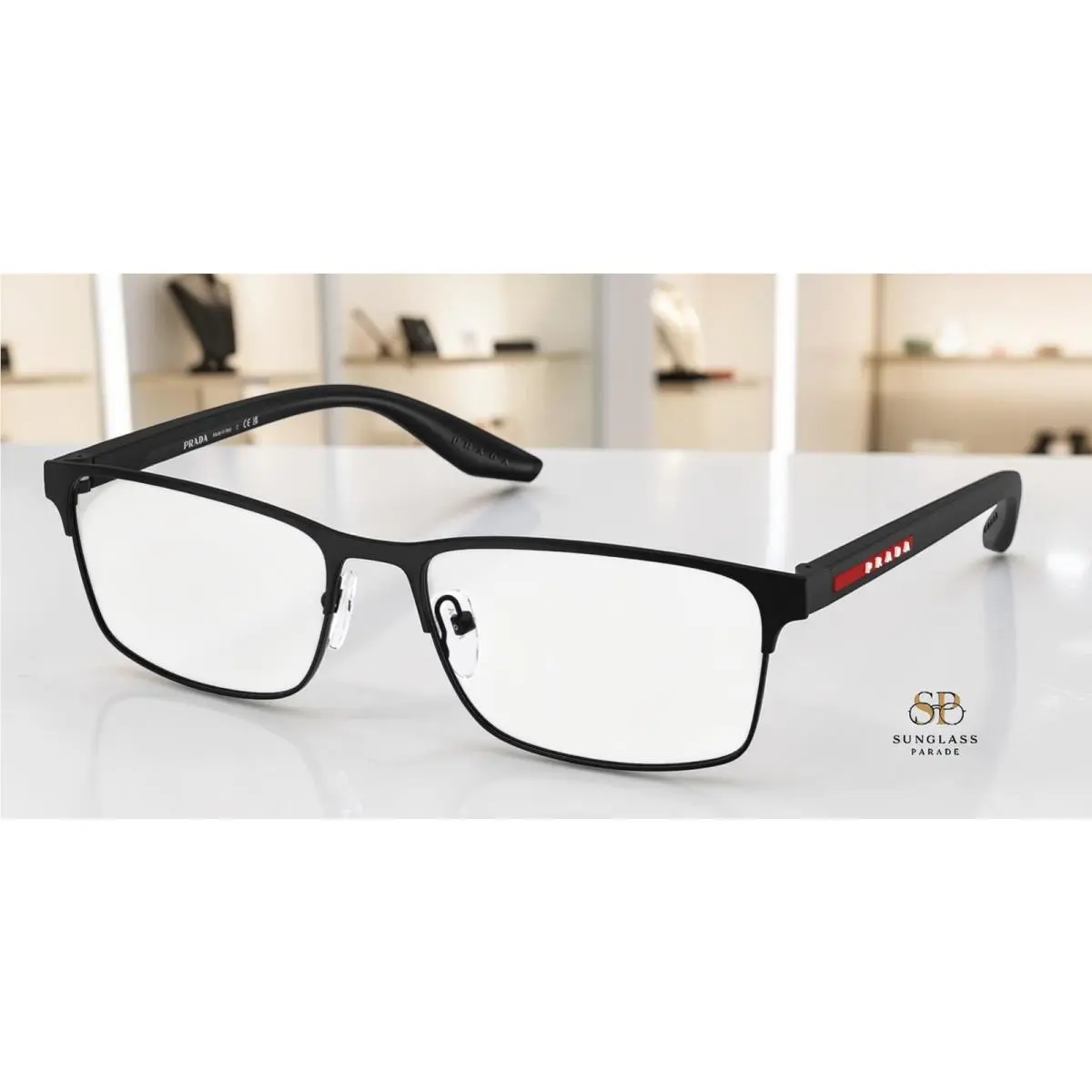 Prada Linea Rossa PS 50PV 1BO1O1 Matte Black Demo Lens 55 mm Men`s Eyeglasses