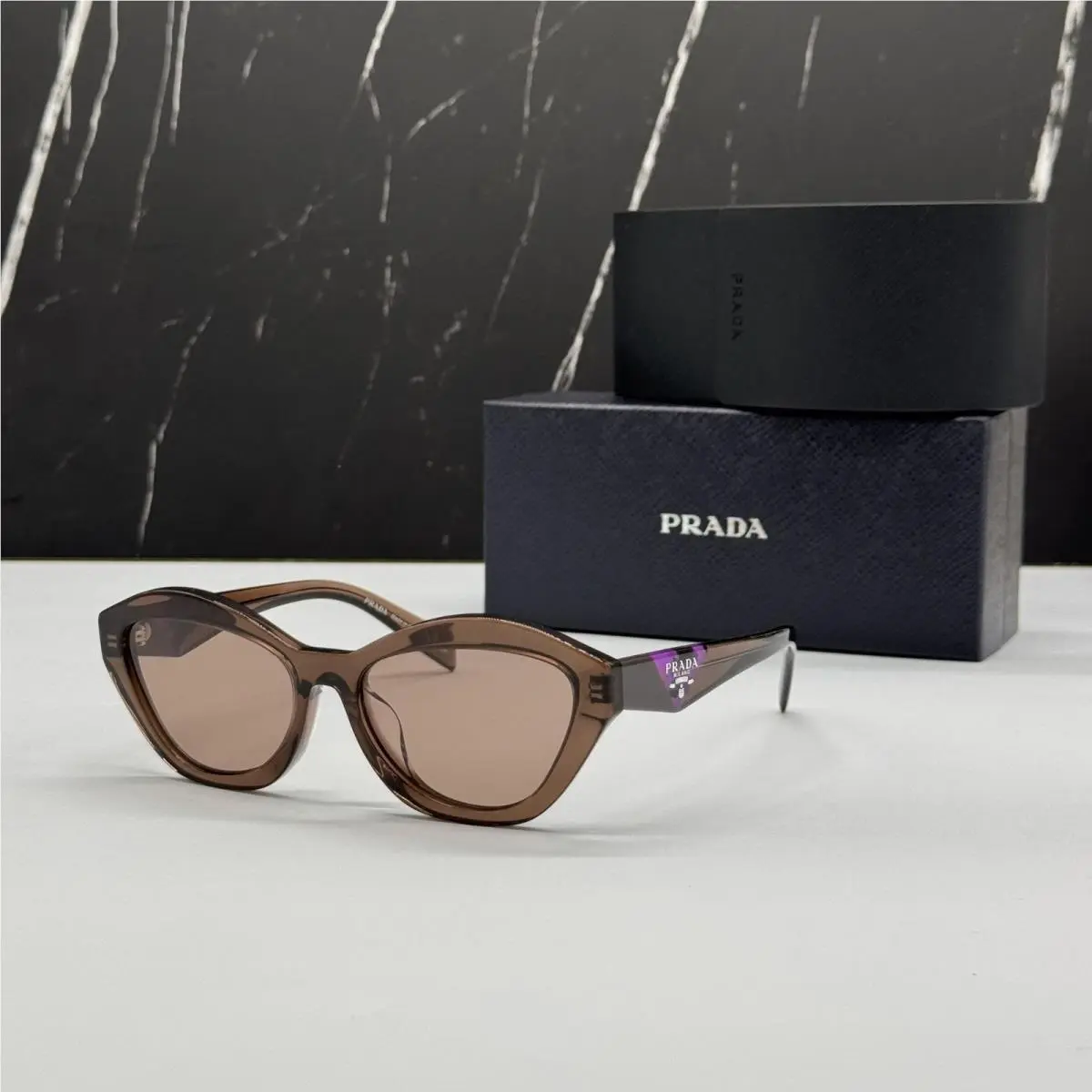 Prada PRA02SF 17O60B Sunglasses PR A02SF 17O60B Brown Women Cat Eye Spr A02S