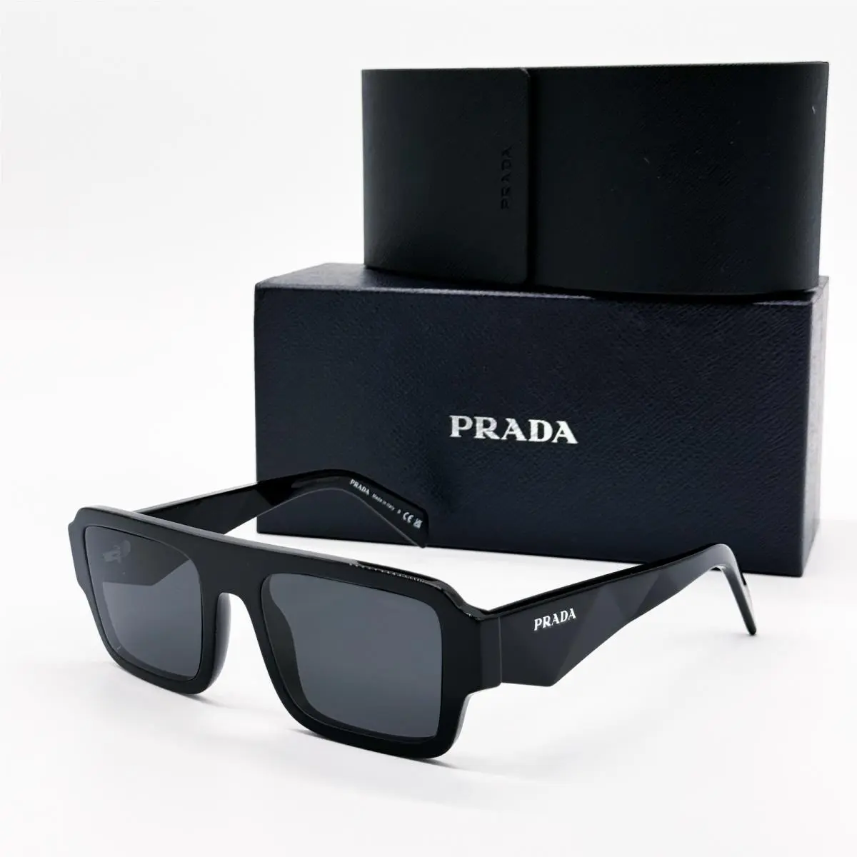 Prada Spr A05 16K08Z Square Black PRA05S 16K08Z Unisex Prada Sunglasses