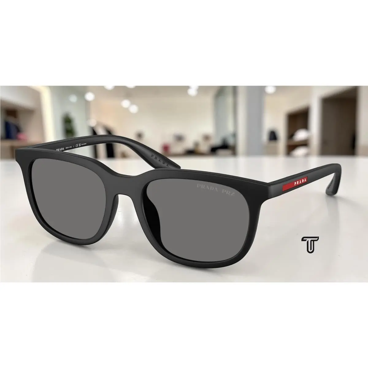 Prada PS B09SU 1BO02G Matte Black Dark Grey Polarized 54 mm Men`s Sunglasses