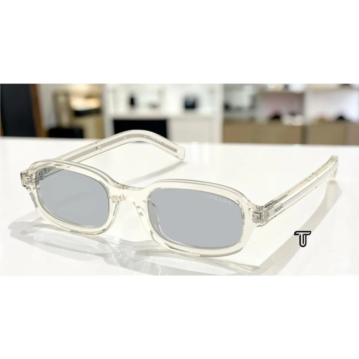 Prada PR D06S 12X40W Transparent Champagne Light Grey 50 mm Women`s Sunglasses
