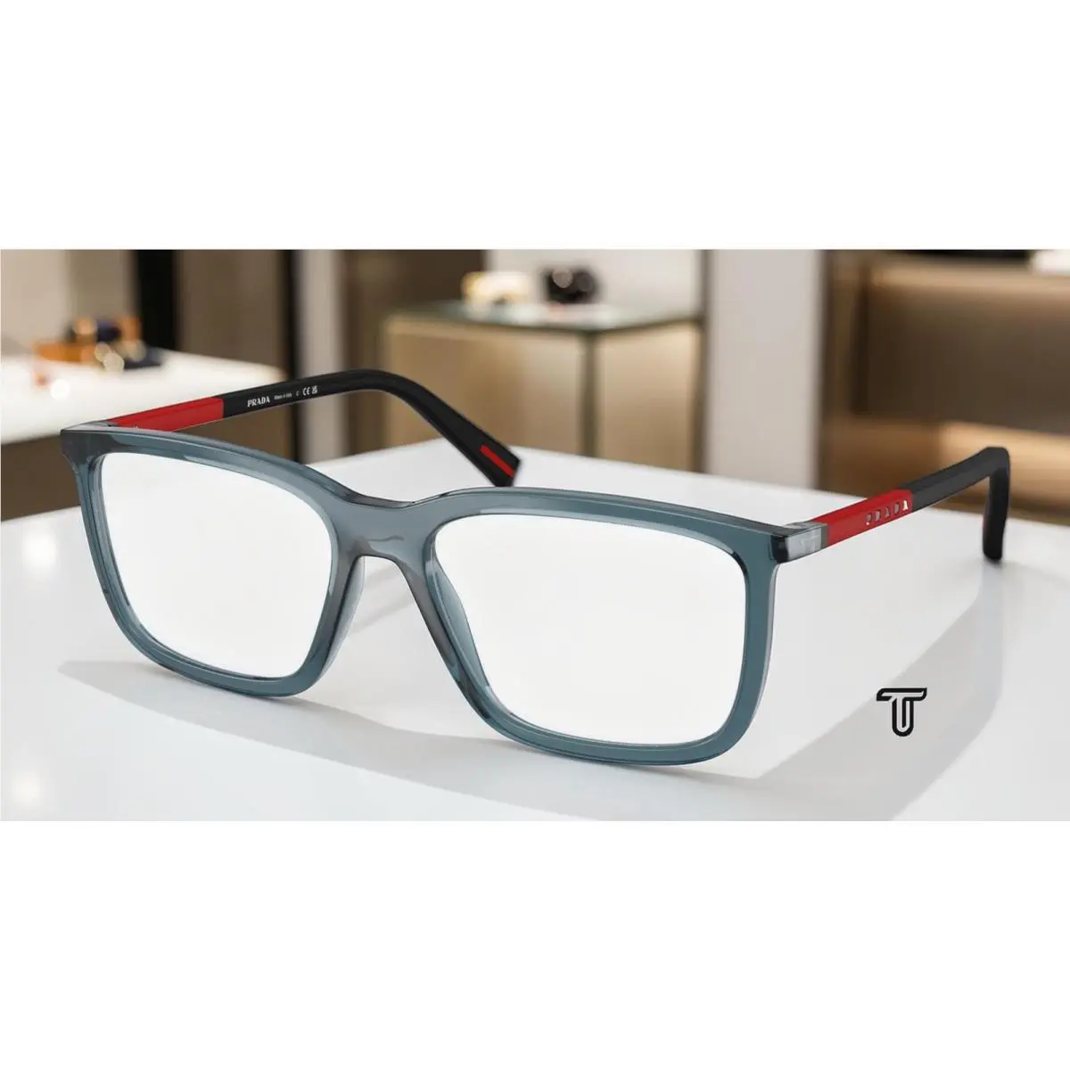 Prada Linea Rossa PS 01SV CZH1O1 Blue Transparent 54 mm Men`s Eyeglasses