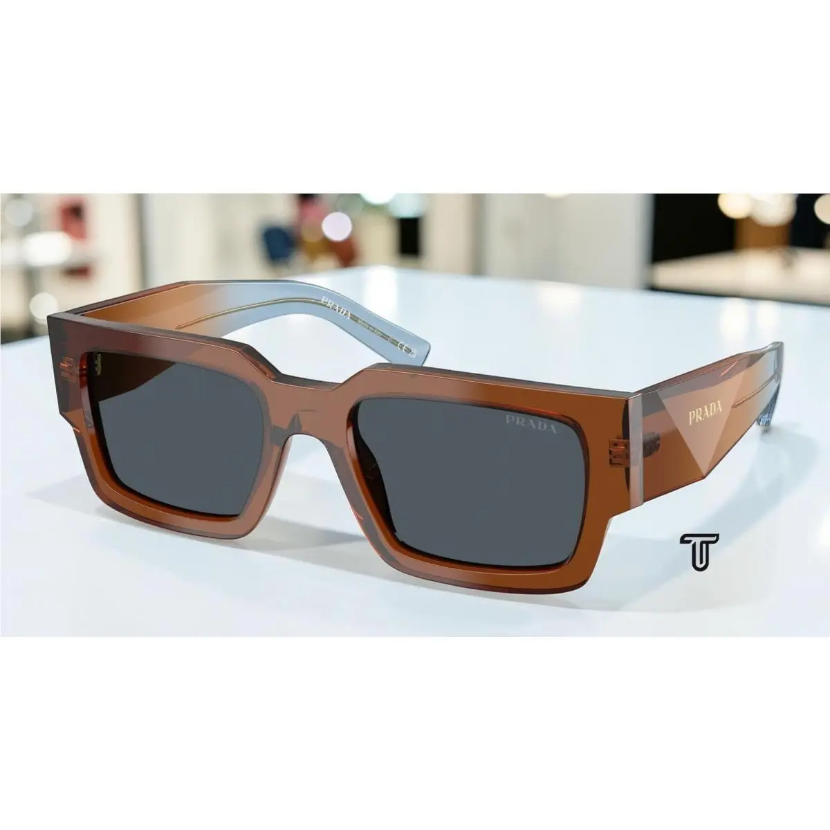 Prada PR B17SF 25F70B Chocolate Dark Grey 55 mm Men`s Sunglasses
