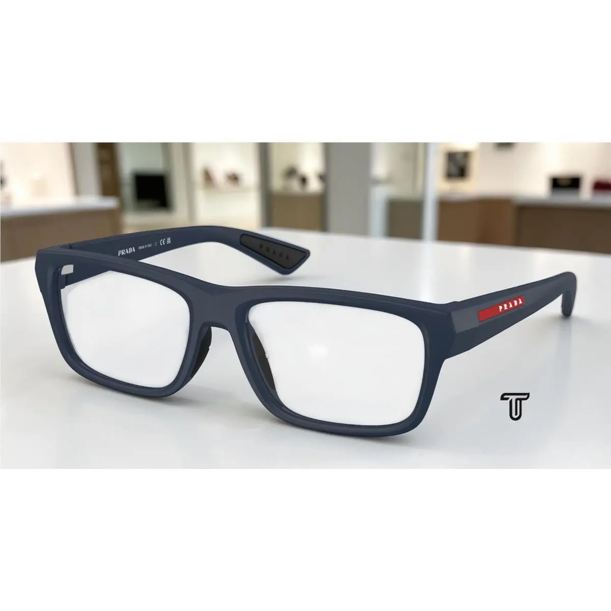 Prada Linea Rossa PS 02TVF MAG1O1 Matte Blue Demo Lens 56 mm Men`s Eyeglasses