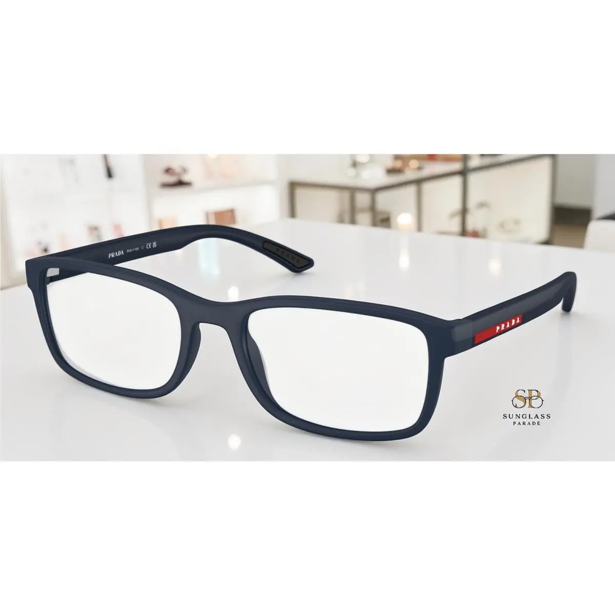 Prada Linea Rossa PS 06RV MAG1O1 Matte Blue Demo Lens 53 mm Men`s Eyeglasses