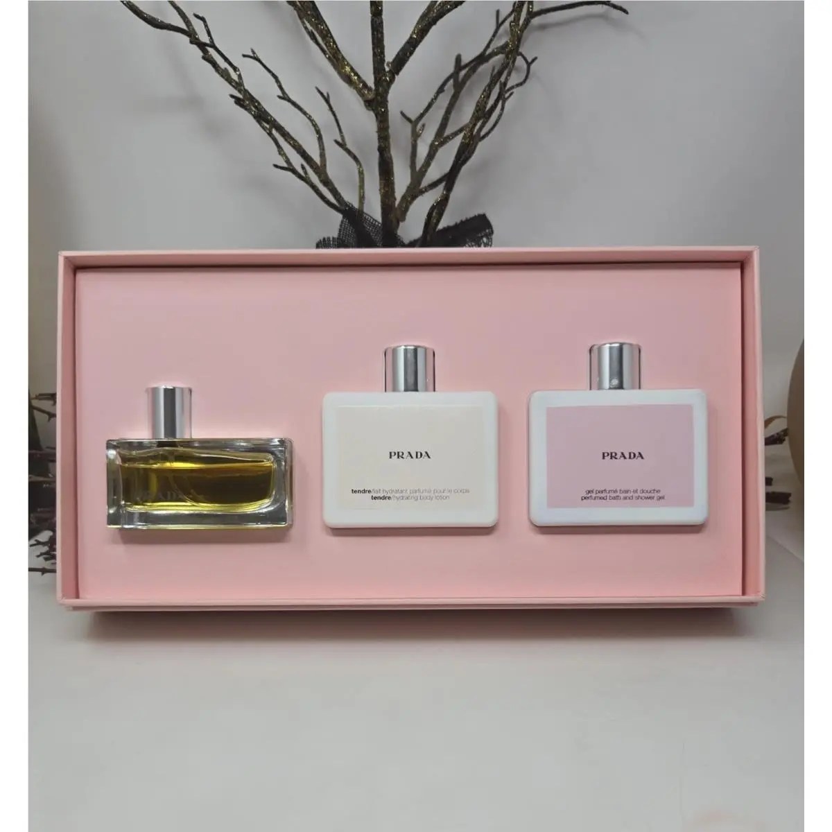 Prada 3pc Gift Set 1.7oz Edp + 3.4oz S/g Body Lotion