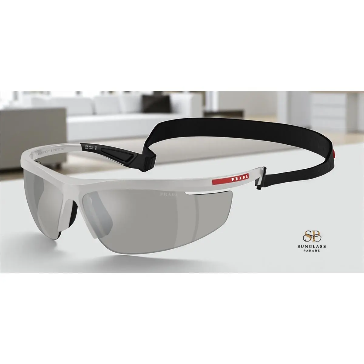 Prada Linea Rossa PS A02S 14Z05A Grey Lt Grey Mir Silver 96 mm Men`s Sunglasses