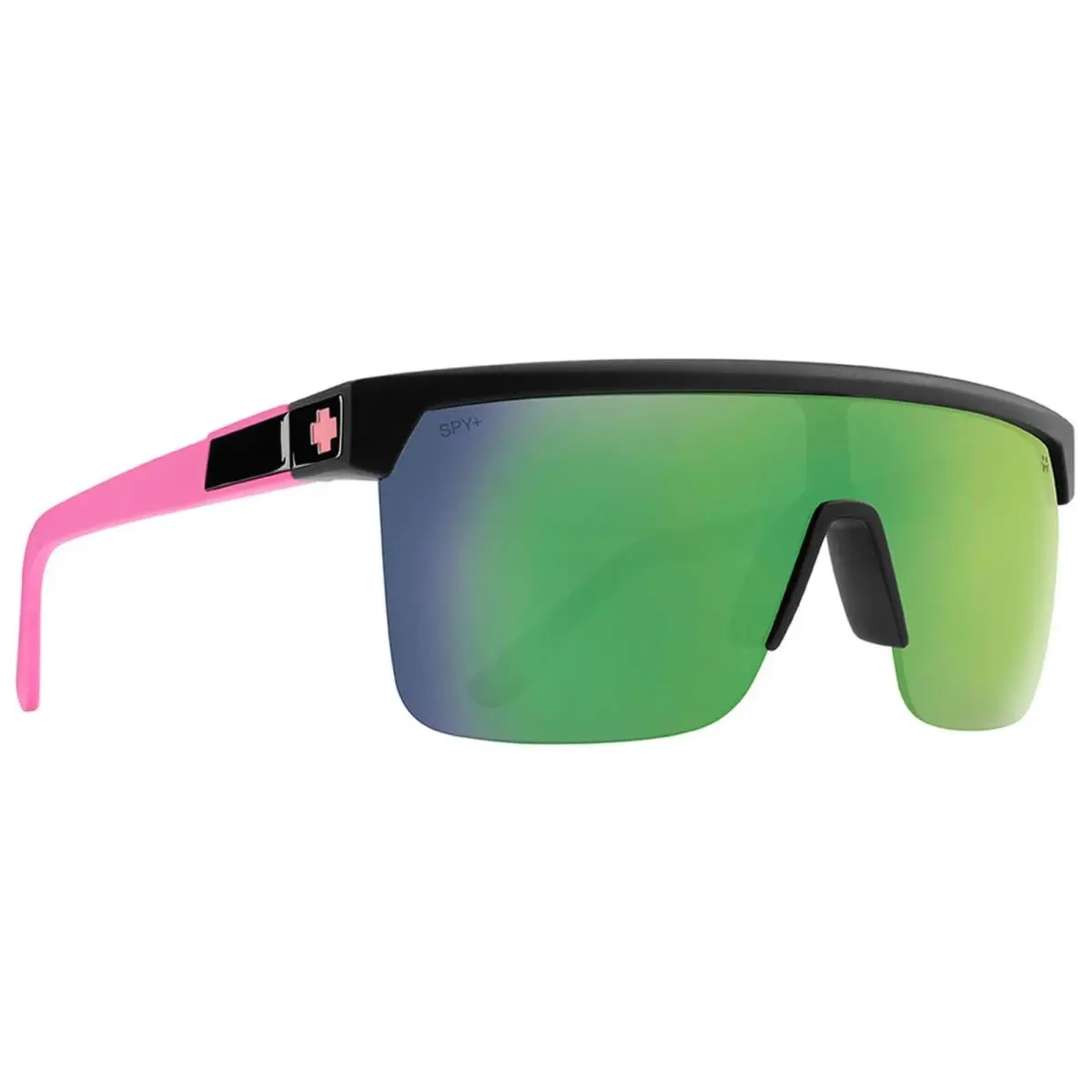 Spy Flynn 5050 Flat-top Shield Sunglasses w/ Mirror Lens Matte Black-Pink/Green Mir (214) by SPY Optics