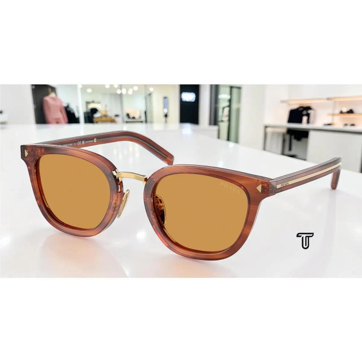 Prada PR C01SD 27F60F Havana Cognac Photogrey Extra Yellow 52mm Men`s Sunglasses