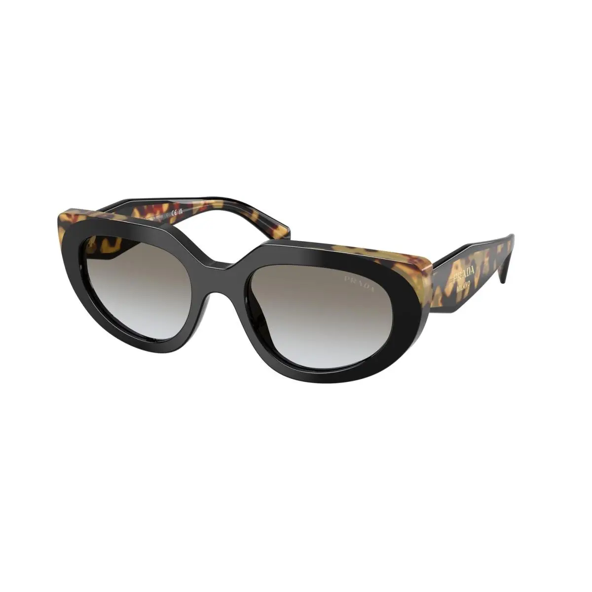 Prada PR D02S 0CD80L Black Medium Tortoise Grey Gradient 53mm Women`s Sunglasses