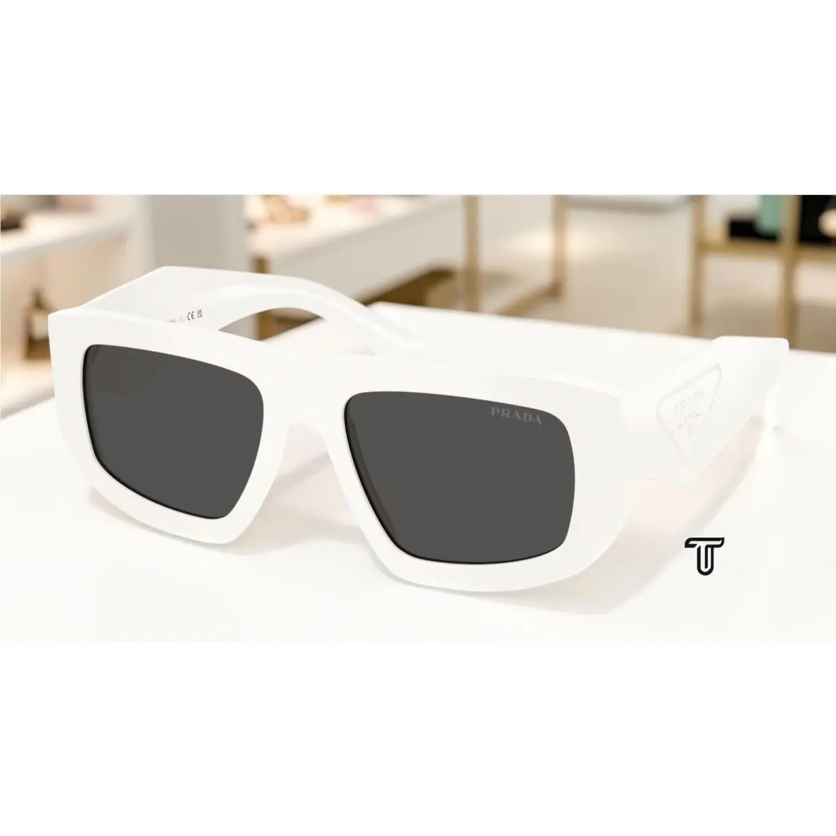 Prada PR D04SU 17K08Z Talc Dark Grey 53 mm Women`s Sunglasses