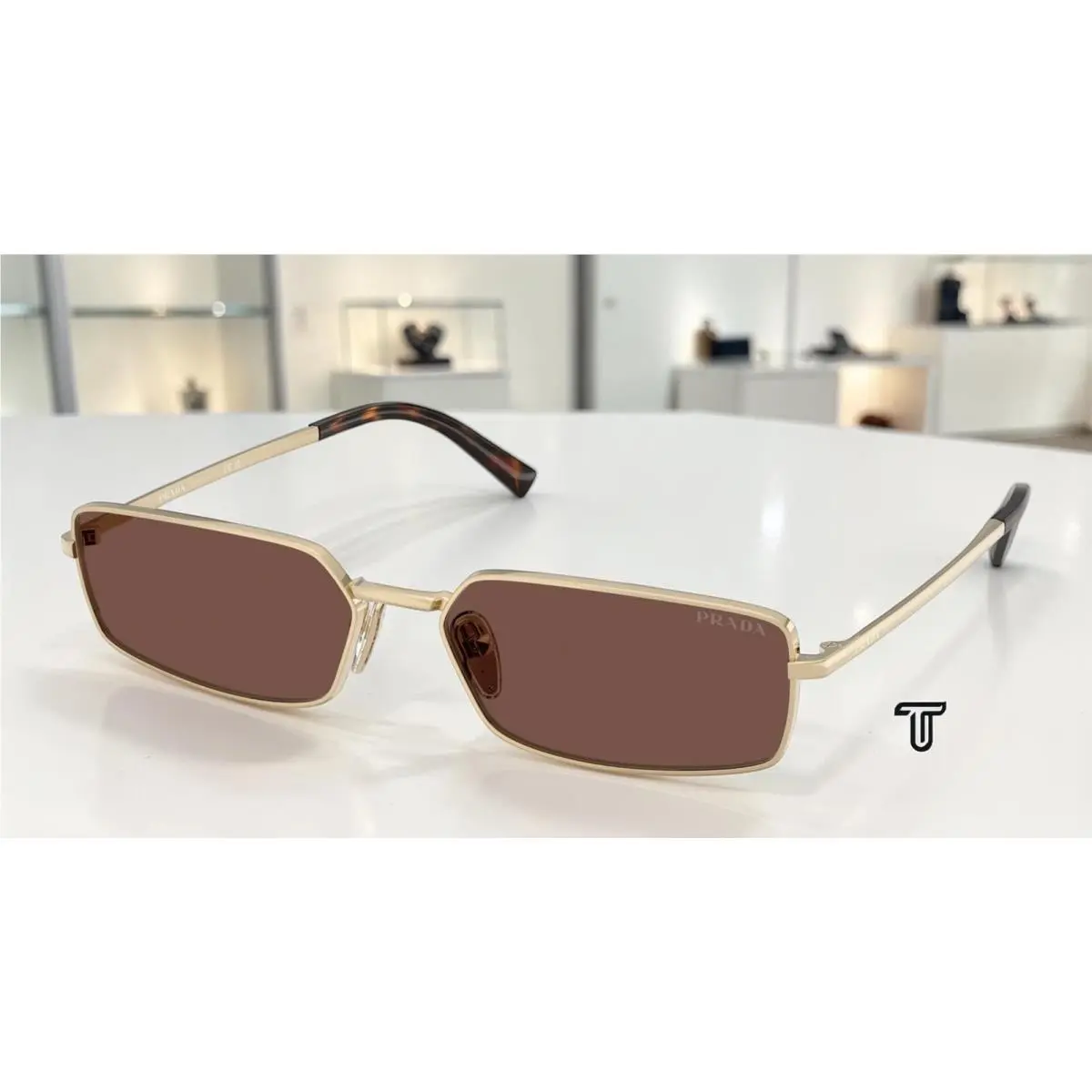 Prada PR A60S ZVN80T Pale Gold Black Chocolate 59 mm Women`s Sunglasses