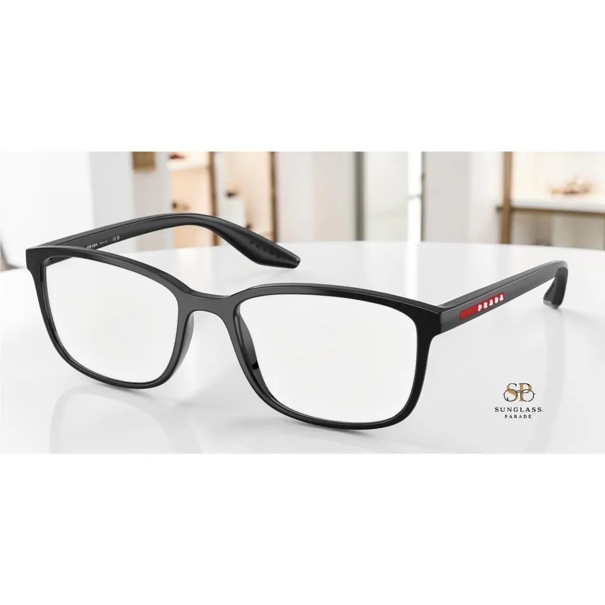 Prada Linea Rossa PS 07RV 1AB1O1 Black Demo Lens 55 mm Men`s Eyeglasses